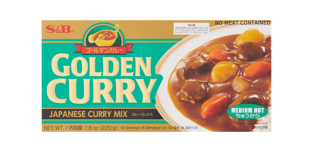 S&B Golden Curry Sauce Mix Medium Hot, Japanese Curry Roux Blocks, 220 g